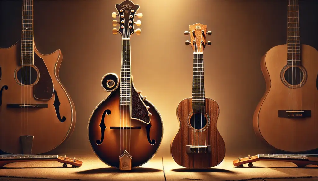 Mandoline und Ukulele nebeneinander