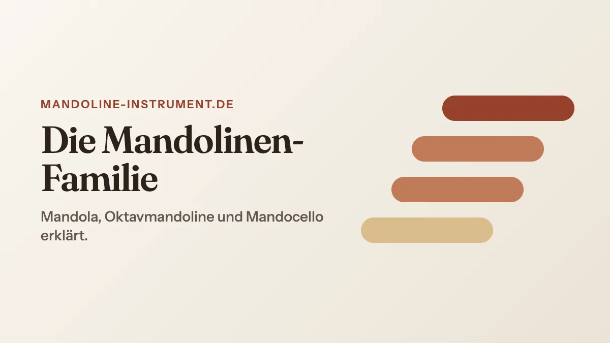 Titelgrafik „Die Mandolinen-Familie“: vier versetzte Balken für die Tonumfänge