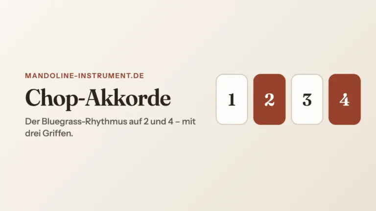 Titelgrafik „Chop-Akkorde“: vier Taktschläge, die Schläge 2 und 4 farbig hervorgehoben