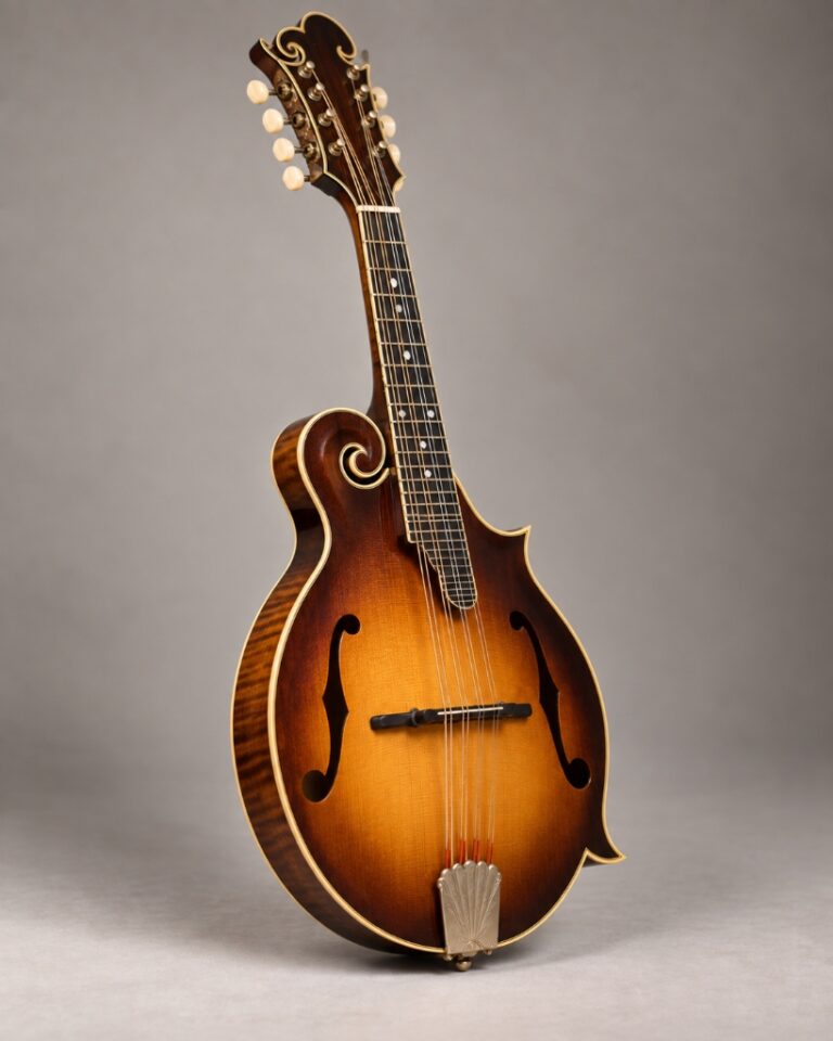 Klassische F-Style Mandoline mit geschnitzter Schnecke (Scroll), F-Löchern und Sunburst-Finish