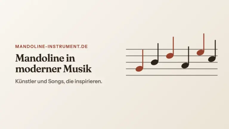 Titelgrafik „Mandoline in moderner Musik“: fünf Notenlinien mit aufsteigenden Noten